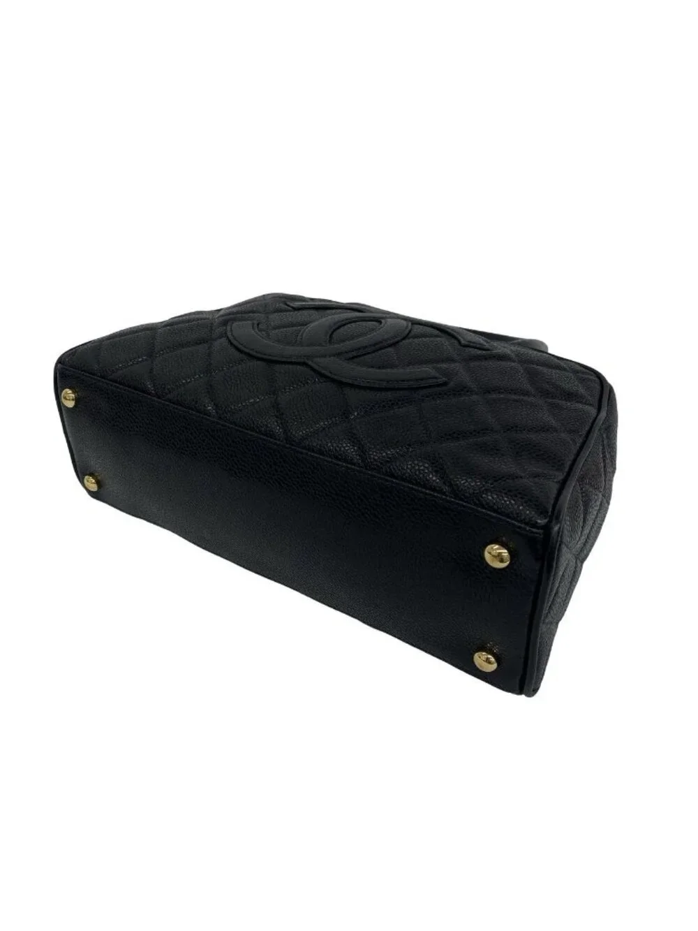 Chanel CC Logo Caviar Leather Mini Boston Bag Black